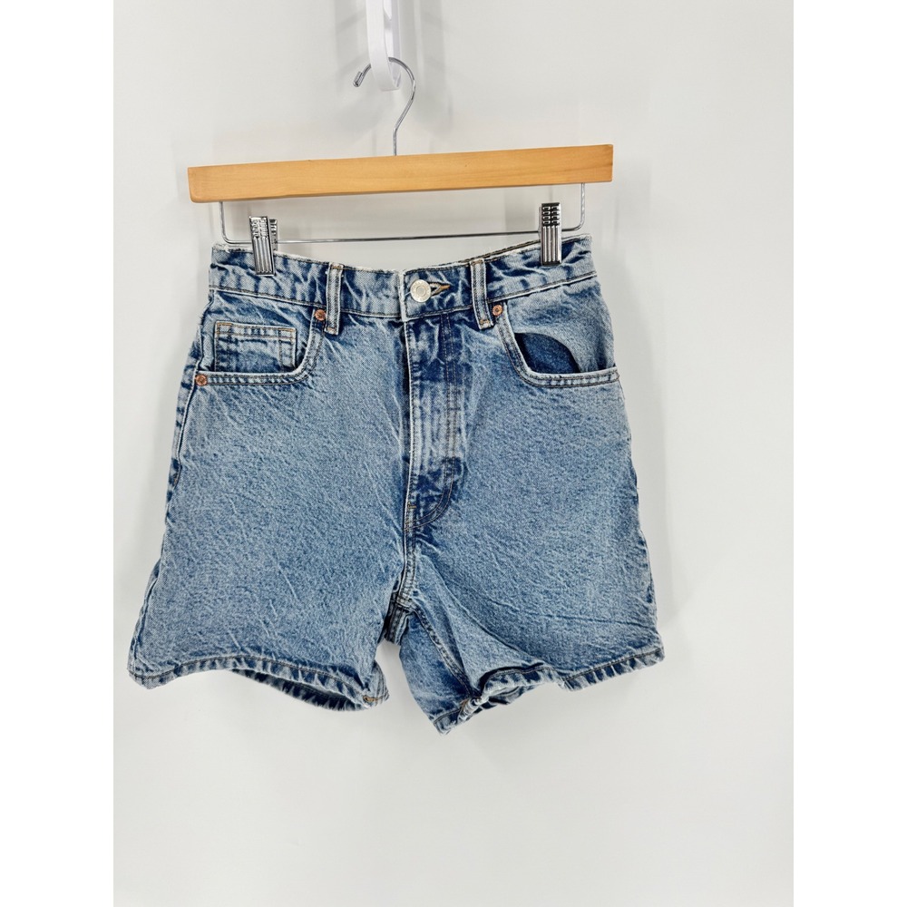 Zara Denim Shorts Women Size 4 Blue Acid Wash High Rise Jorts